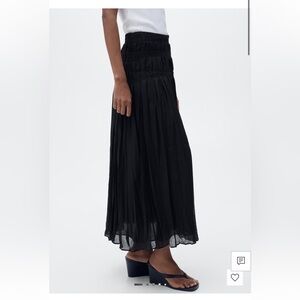 Mango Gathered Midi Skirt in Black